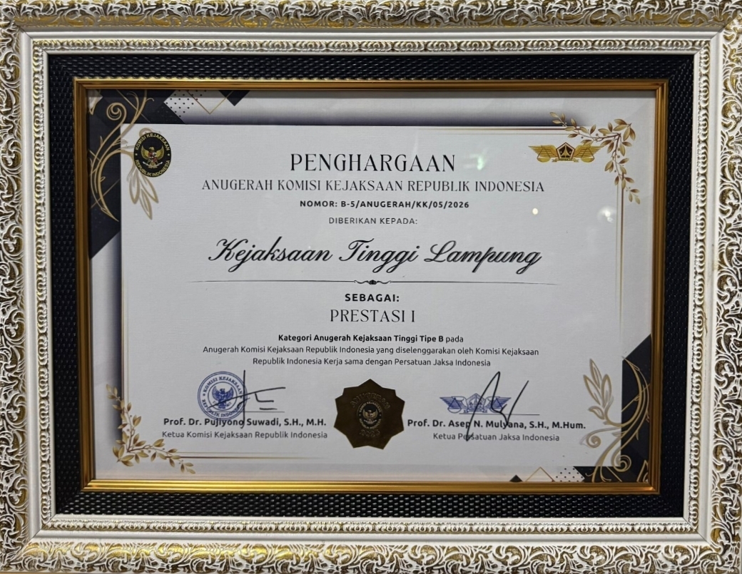 DPRD Lampung Apresiasi Prestasi Nasional Kejati Lampung Raih Juara I Komjak RI